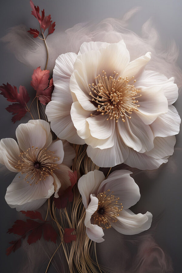 - Elegant florals in soft hues - Elegant florals in soft hues