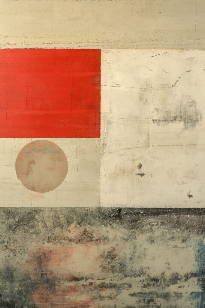 Red and white square and circle