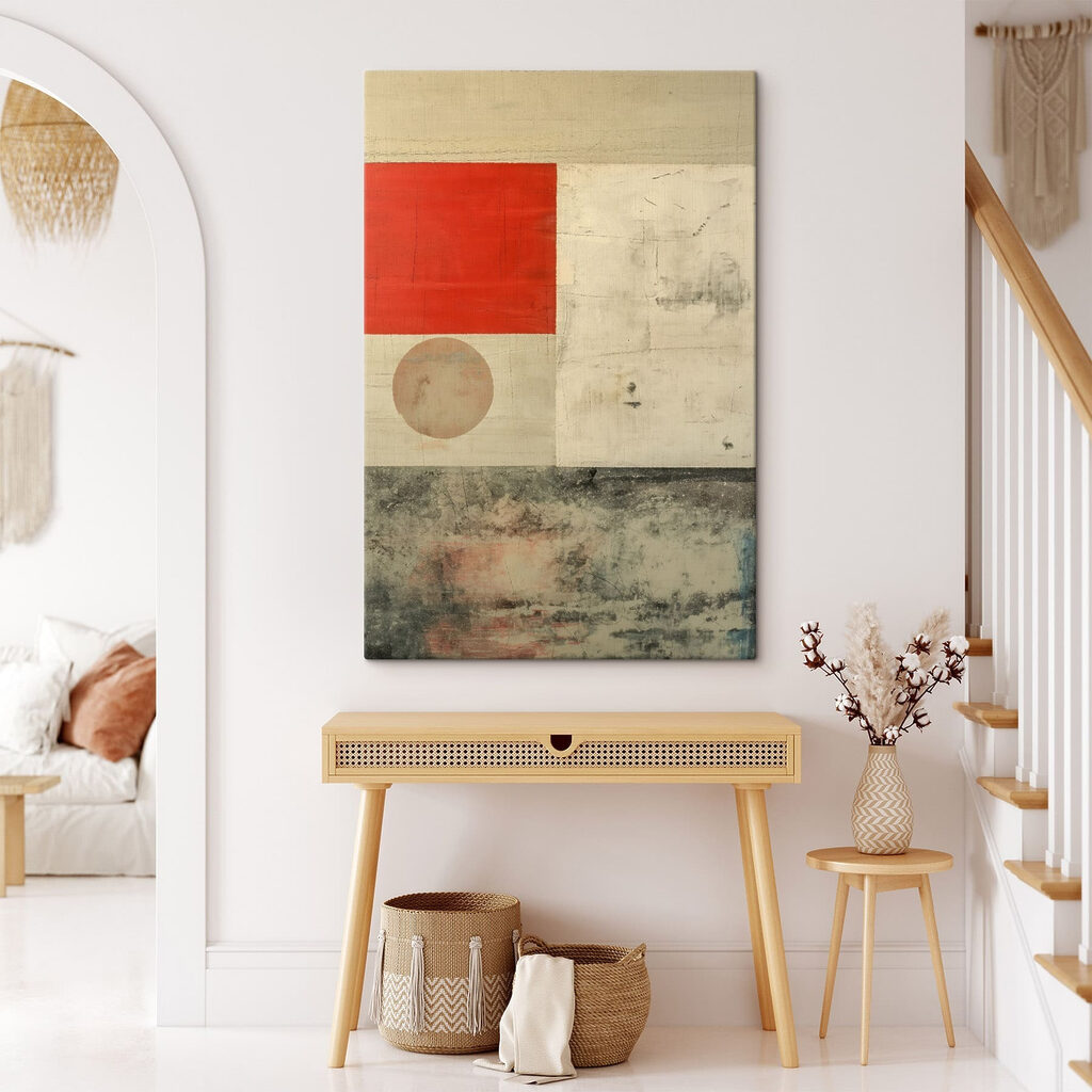 Red and white square and circle