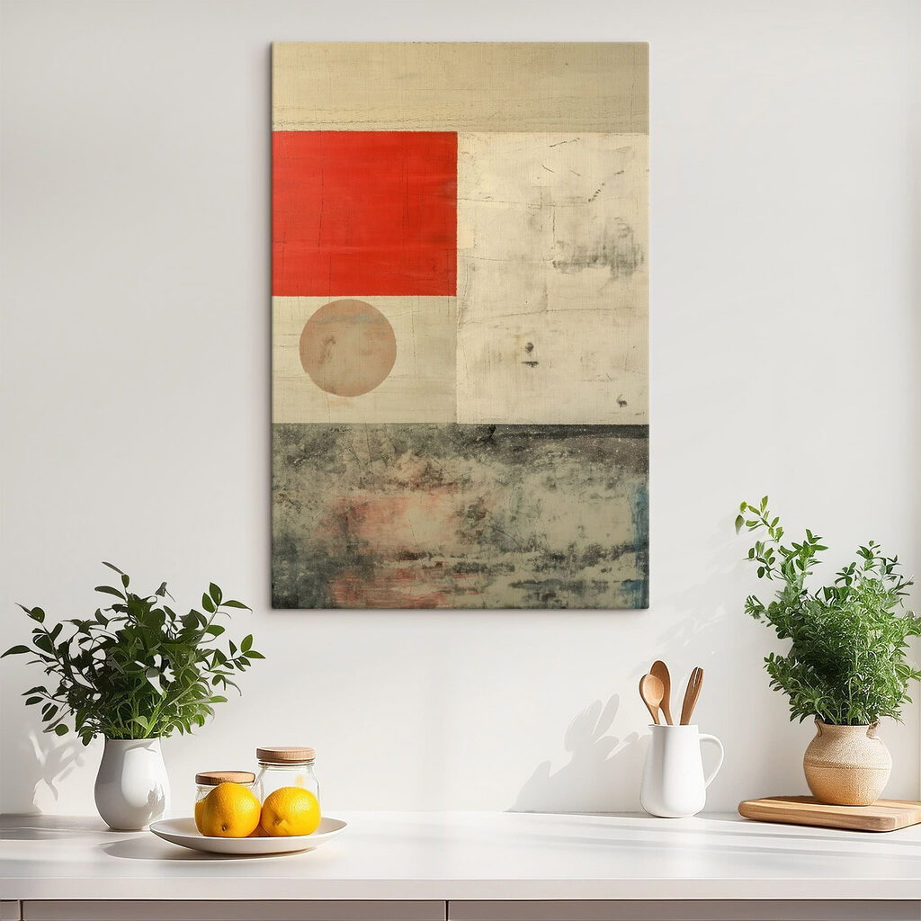 Red and white square and circle