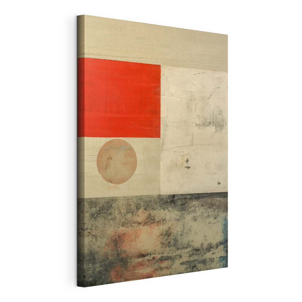 Red and white square and circle