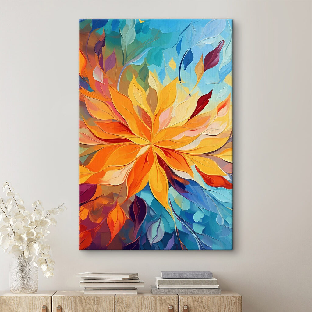 Colorful flower with many leaves