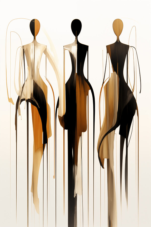 Group of mannequins with flowing paint Group of mannequins with flowing paint