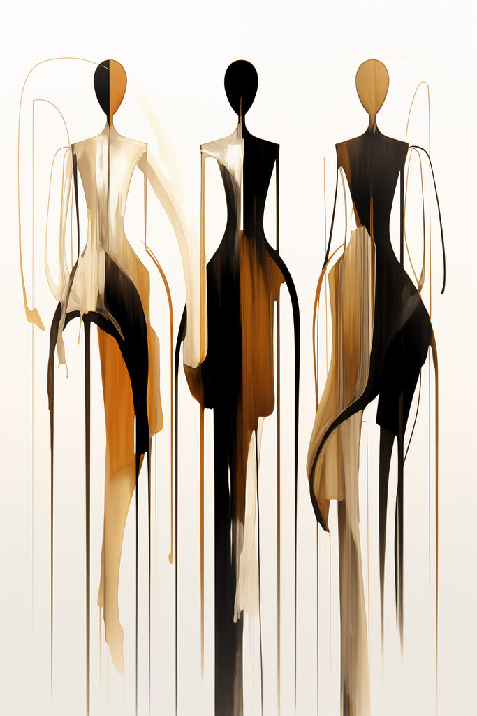 Group of mannequins with flowing paint Group of mannequins with flowing paint