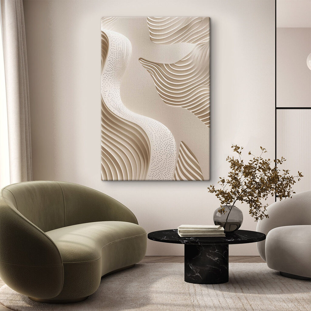 White and brown surface with wavy lines