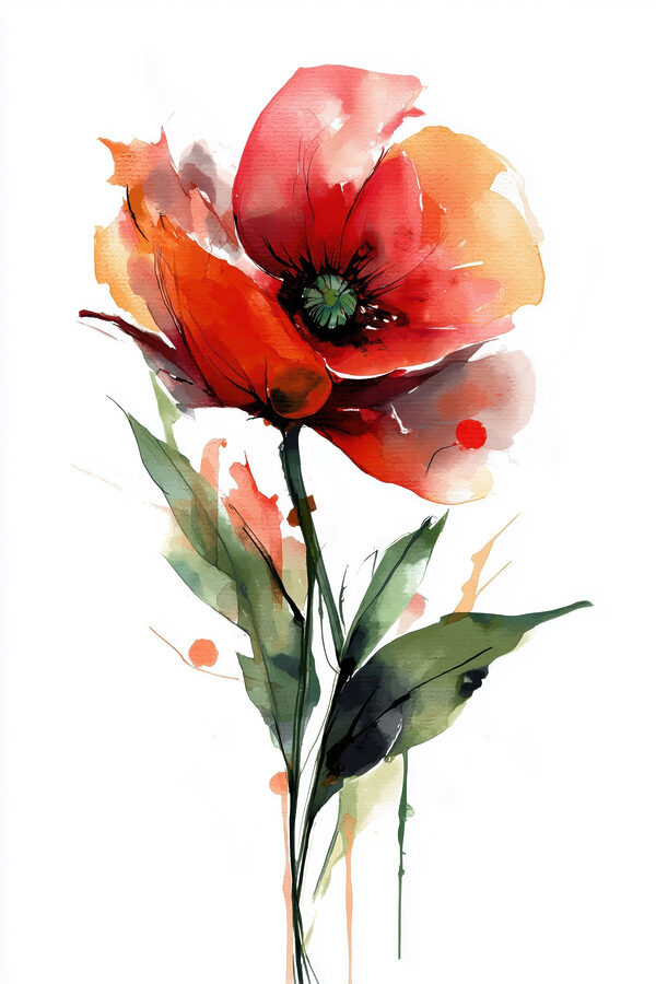 Watercolor painting of a flower