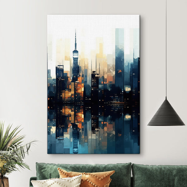 Quadri Skyline della città con il riflesso sull'acqua (COD: s47677) Quadri Quadri Skyline della città con il riflesso sull'acqua (COD: s47677)