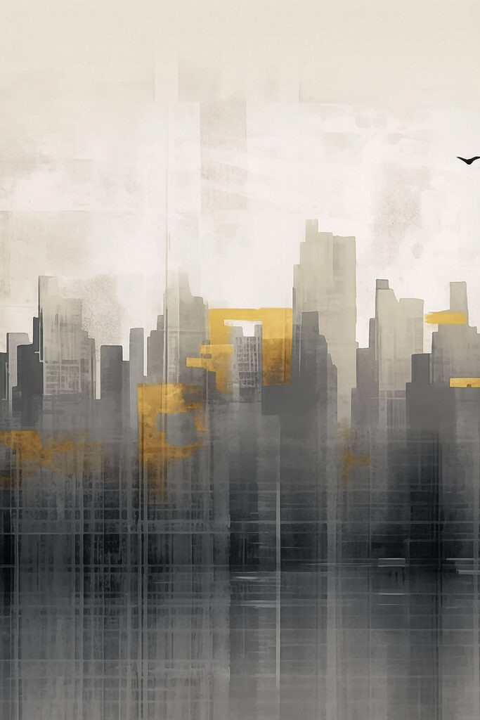 Bird flying over a city