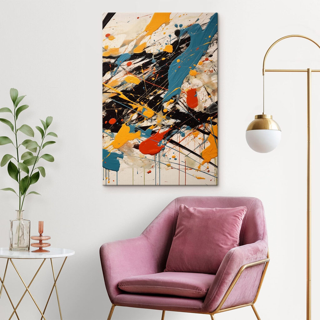 Vibrant splashes of color on canvas