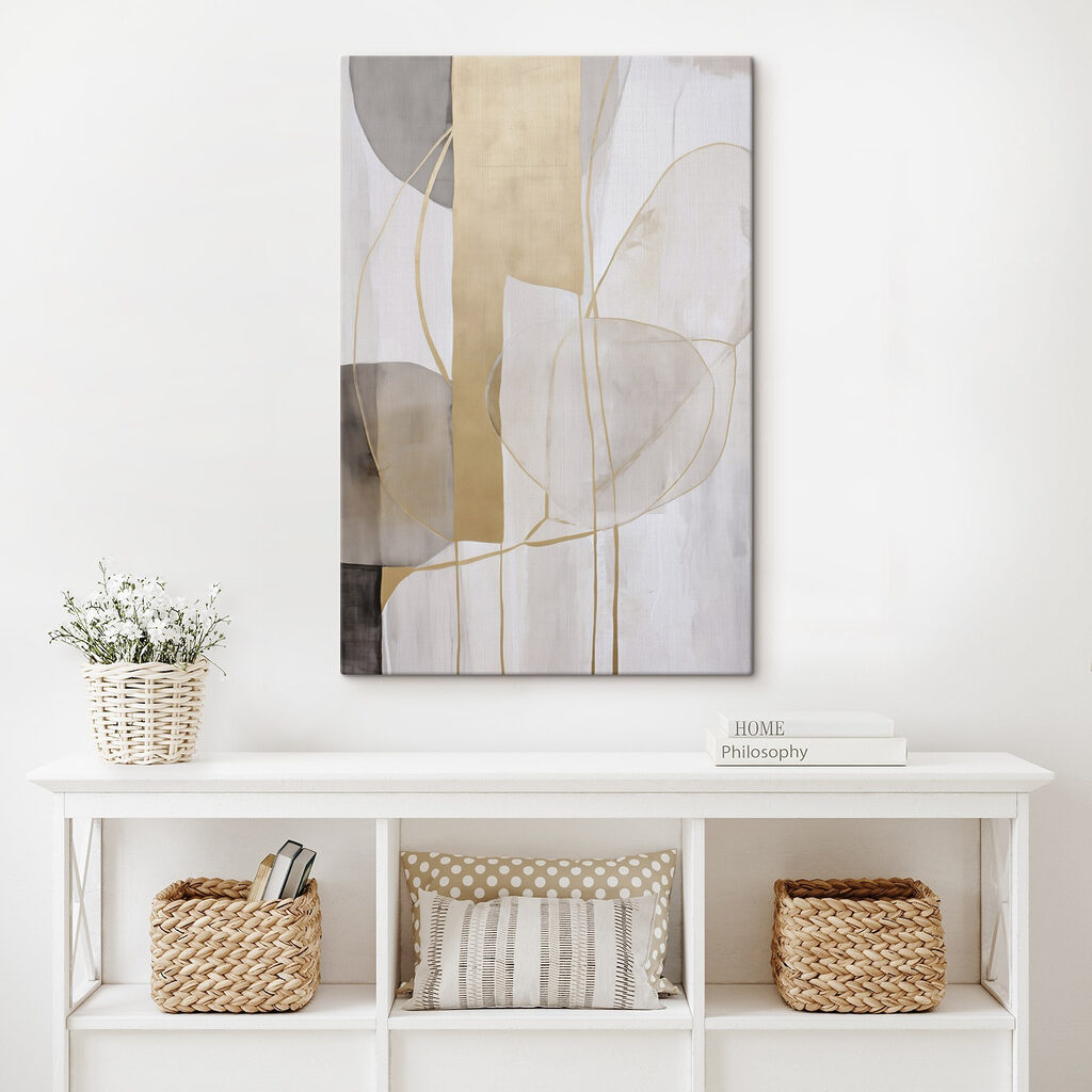 Painting of a white and grey art Painting of a white and grey art