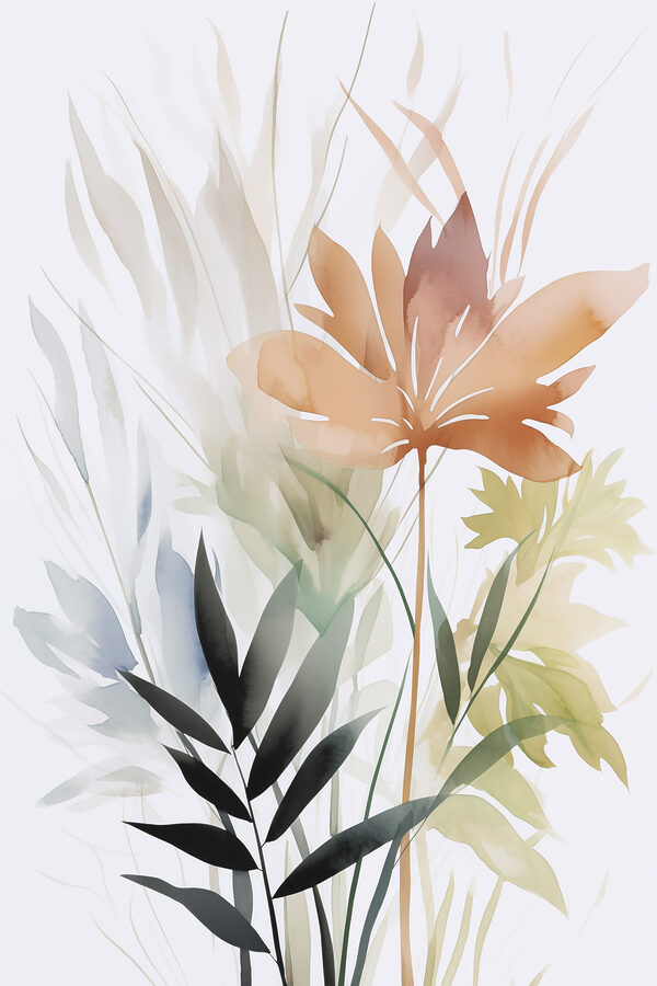 Painting of flowers and leaves Painting of flowers and leaves