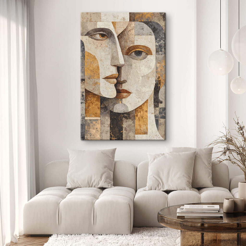 Painting of a face and a woman's face