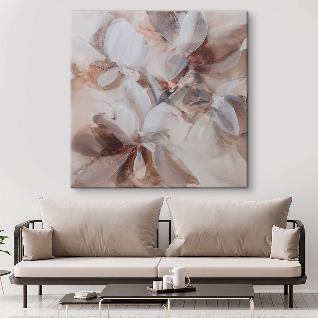 Painting of flowers on a white surface
