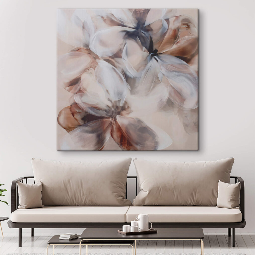 Painting of flowers on a white surface Painting of flowers on a white surface