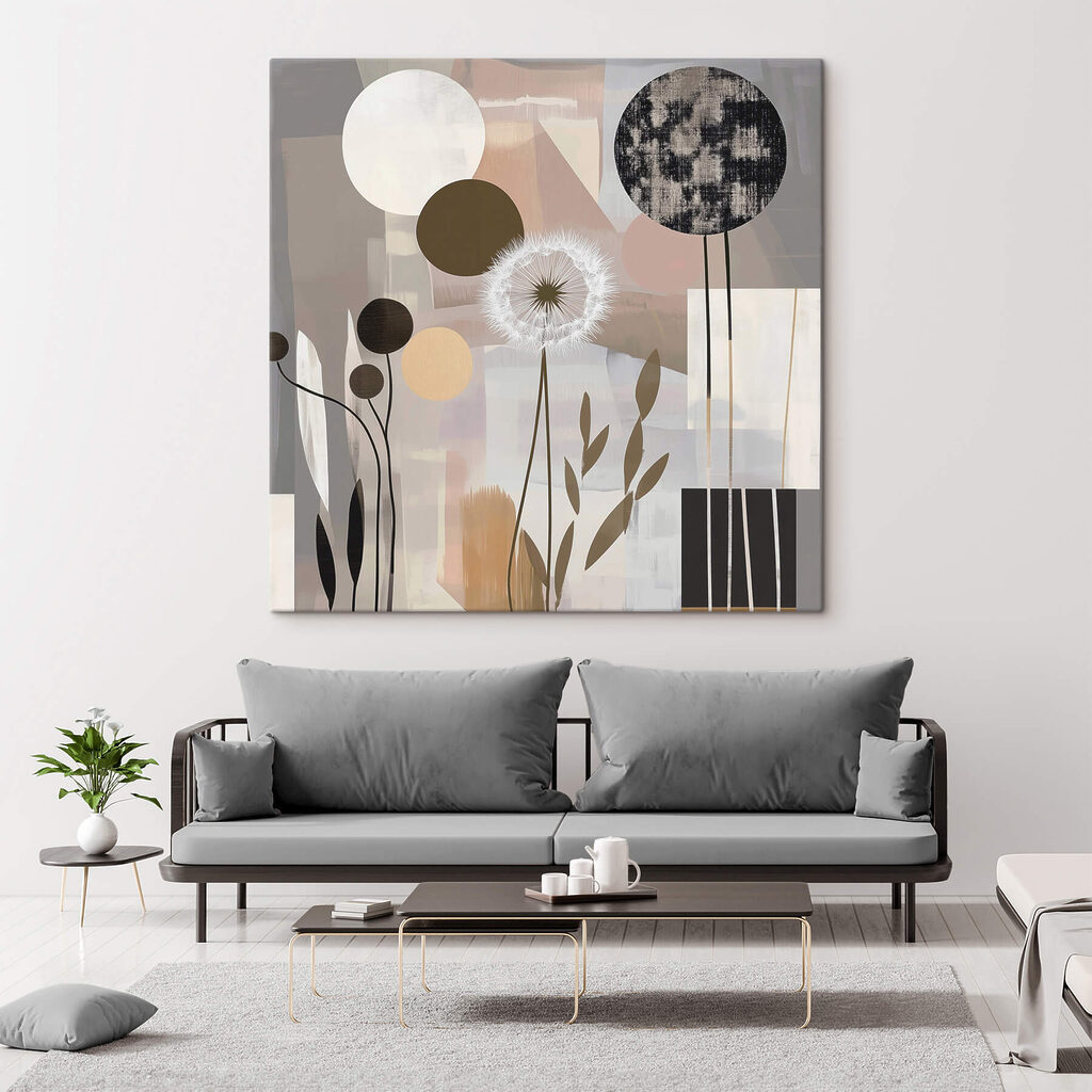 Painting of flowers and geometric shapes Painting of flowers and geometric shapes