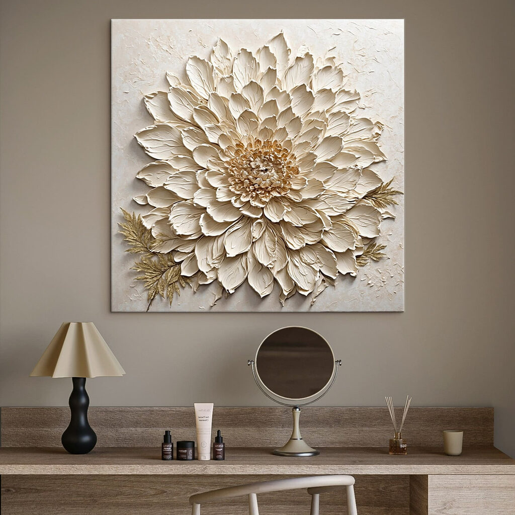 - Elegant floral relief art piece