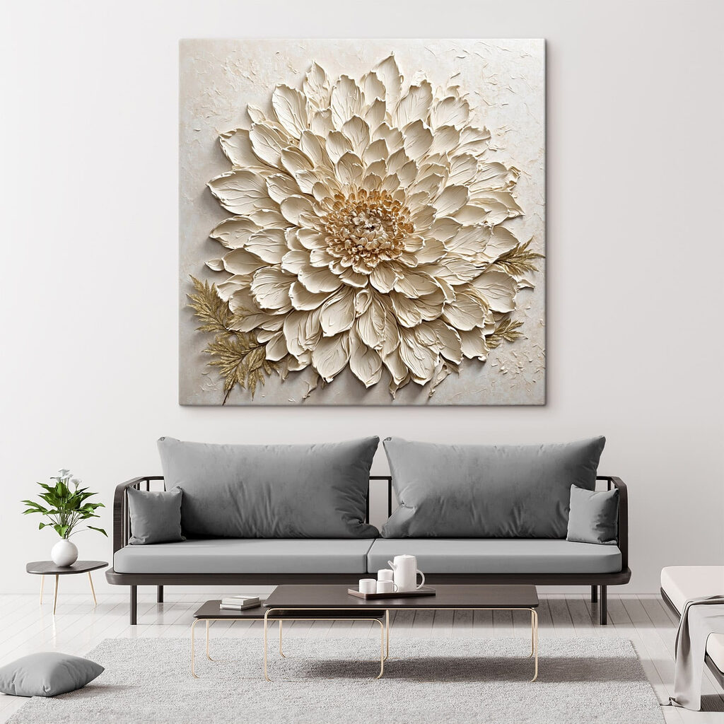 - Elegant floral relief art piece