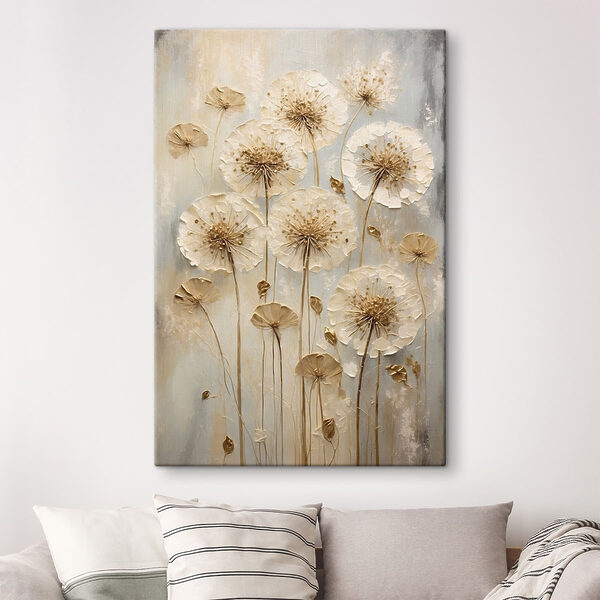 Painting of flowers on a grey surface Painting of flowers on a grey surface