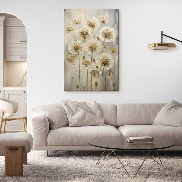 Painting of flowers on a grey surface Painting of flowers on a grey surface
