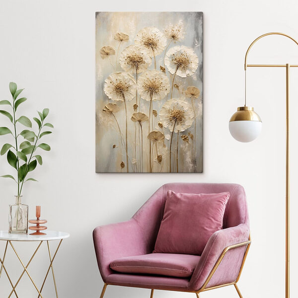 Painting of flowers on a grey surface Painting of flowers on a grey surface