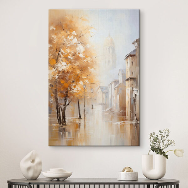Quadri Dipinto raffigurante una strada con alberi ed edifici sullo sfondo (COD: s47304) Quadri Quadri Dipinto raffigurante una strada con alberi ed edifici sullo sfondo (COD: s47304)