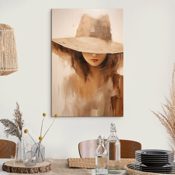 Quadri Dipinto raffigurante una donna con un cappello