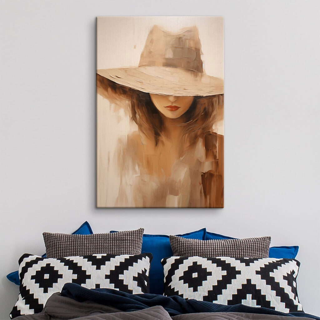 Painting of a woman wearing a hat Painting of a woman wearing a hat