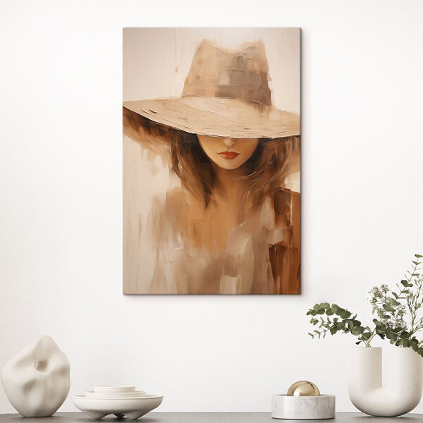 Painting of a woman wearing a hat Painting of a woman wearing a hat
