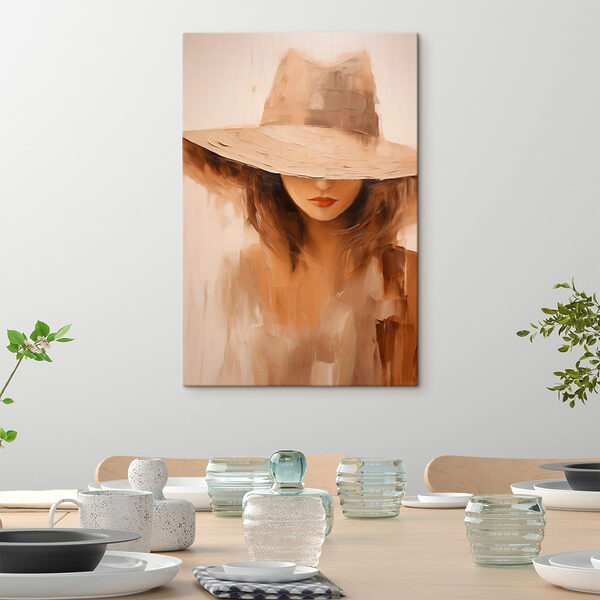 Painting of a woman wearing a hat Painting of a woman wearing a hat