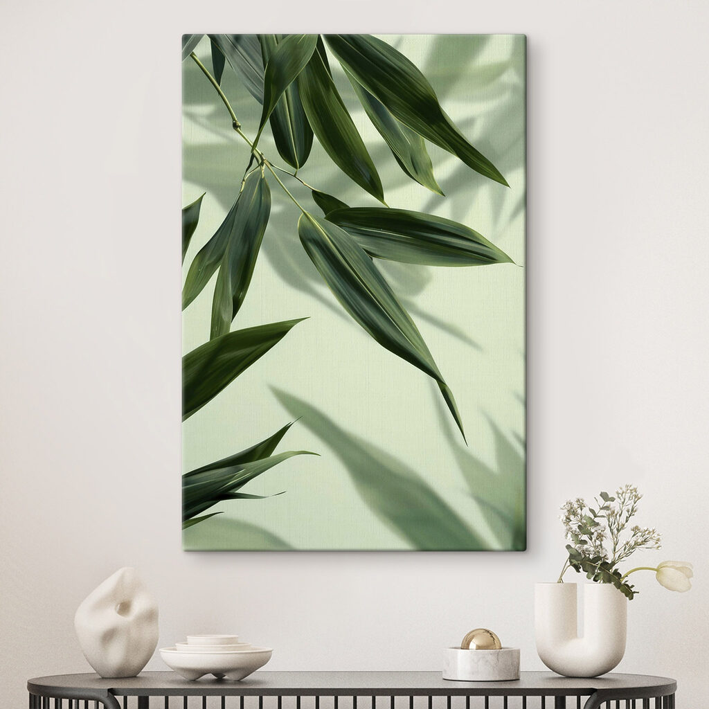 Lush leaves against soft backdrop