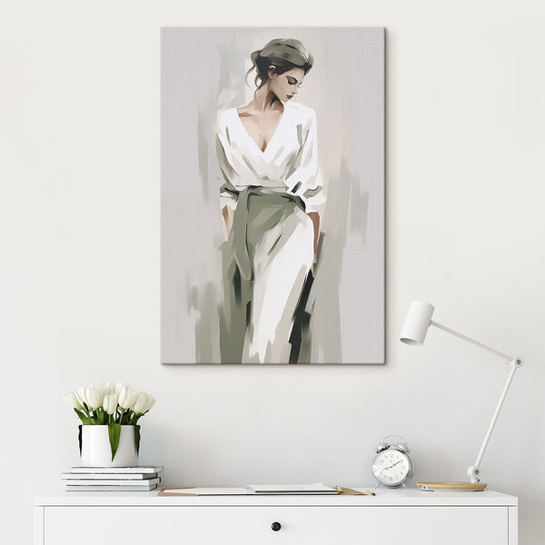 Quadri Donna in abito bianco