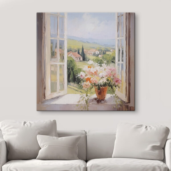 Quadri Quadri Dipinto raffigurante una finestra con dei fiori al suo interno (COD: s48052)