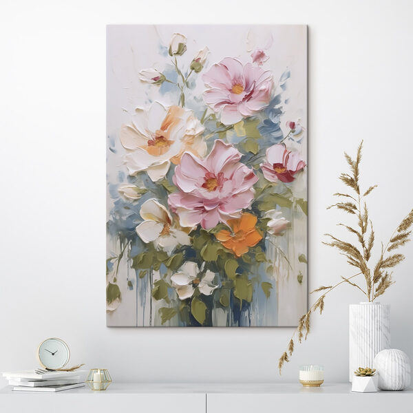 Quadri Quadri Dipinto di fiori su una superficie bianca (COD: s48057)
