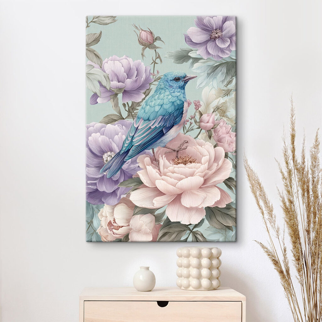 Blue bird sitting on a flower