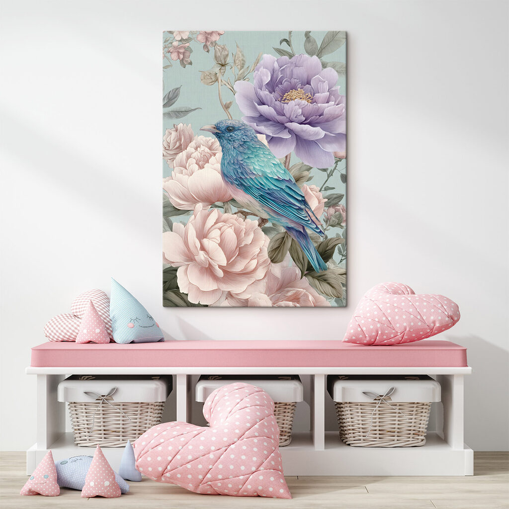 Blue bird sitting on a flower