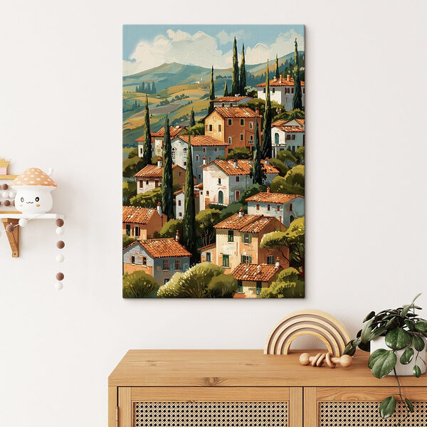 Quadri Gruppo di case con alberi e colline sullo sfondo (COD: s47951) Quadri Quadri Gruppo di case con alberi e colline sullo sfondo (COD: s47951)