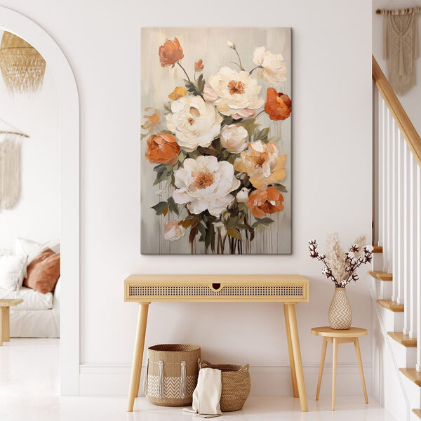 Painting of flowers on a white surface Painting of flowers on a white surface