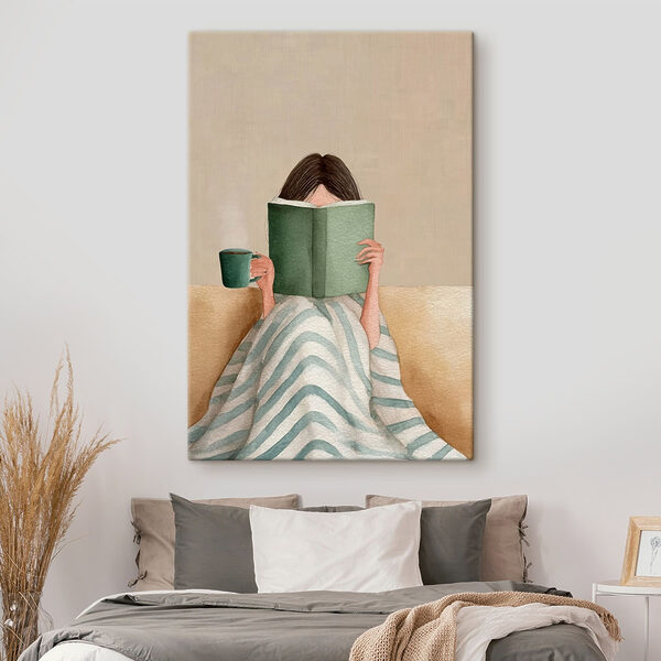 Quadri Donna che legge un libro e tiene in mano una tazza (COD: s48114) Quadri Quadri Donna che legge un libro e tiene in mano una tazza (COD: s48114)