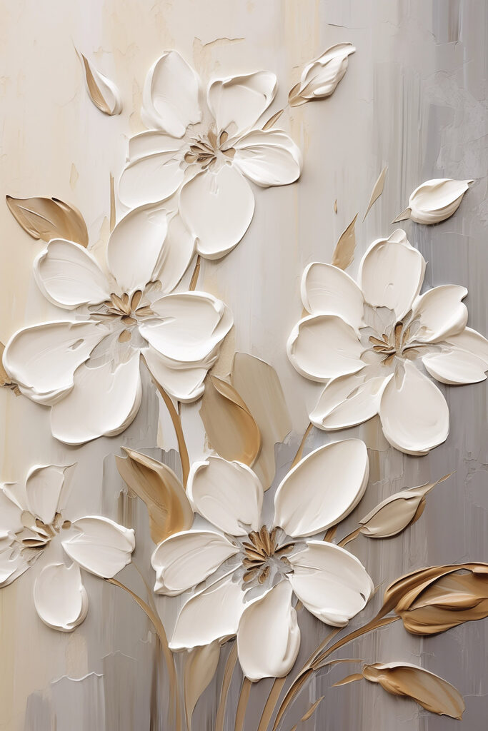 Painting of white flowers Painting of white flowers