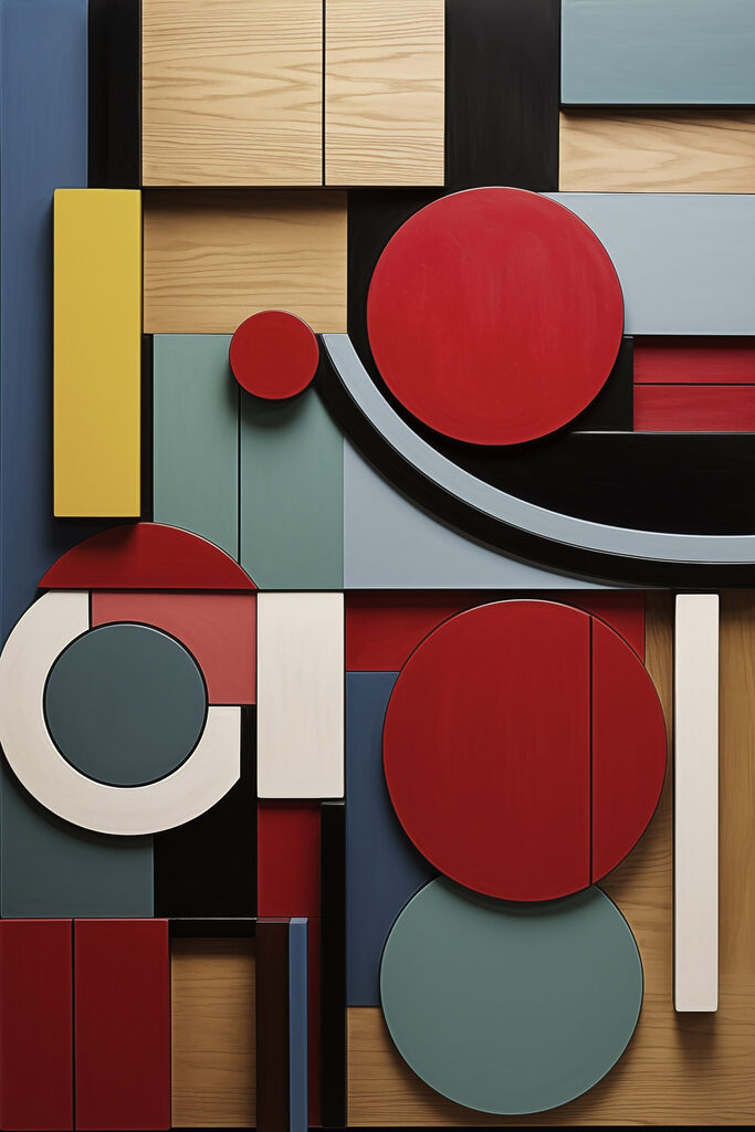 Colorful art piece with circles and squares Colorful art piece with circles and squares