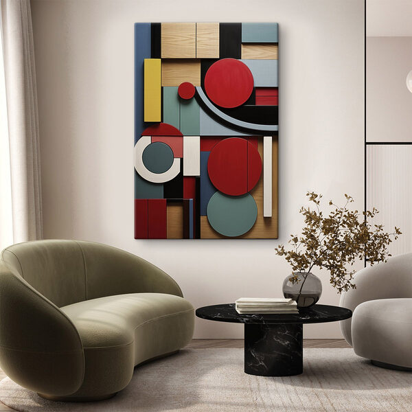 Quadri Opera d'arte dai colori vivaci con cerchi e quadrati (COD: s47876) Quadri Quadri Opera d'arte dai colori vivaci con cerchi e quadrati (COD: s47876)