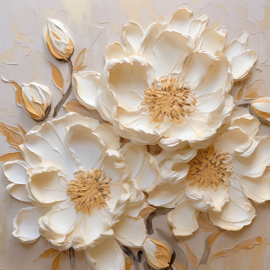 White flowers on a wall