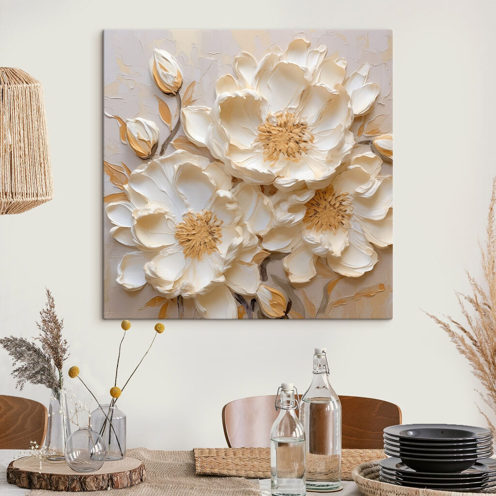 White flowers on a wall