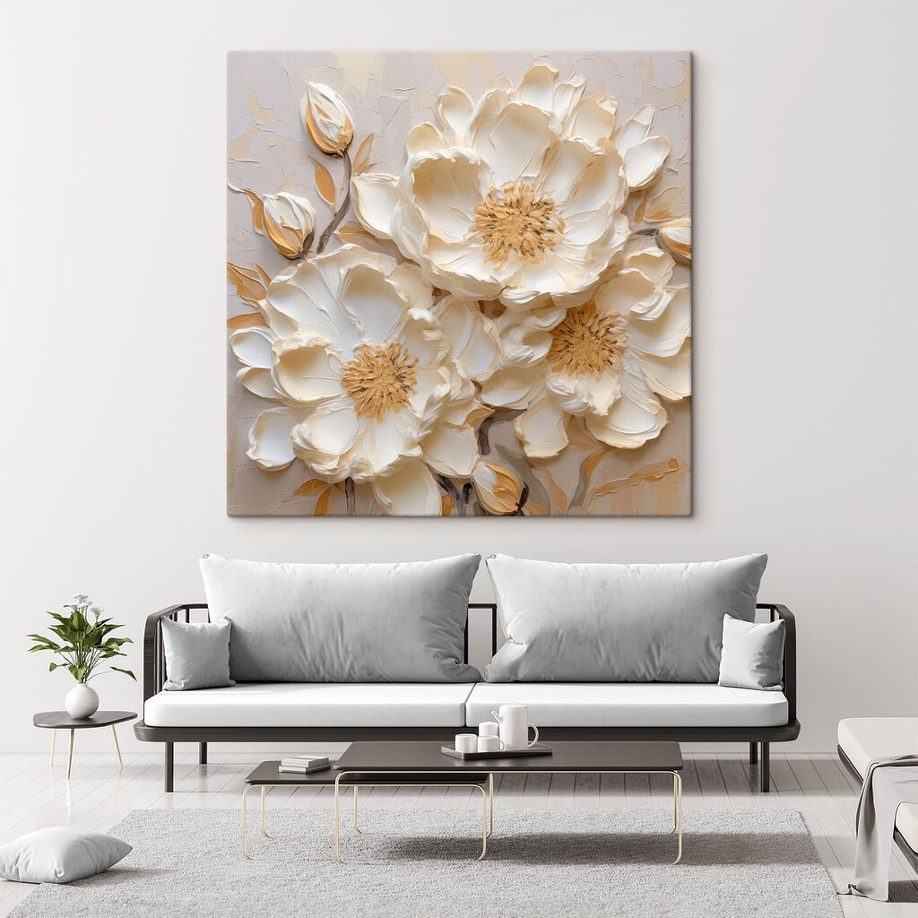 White flowers on a wall