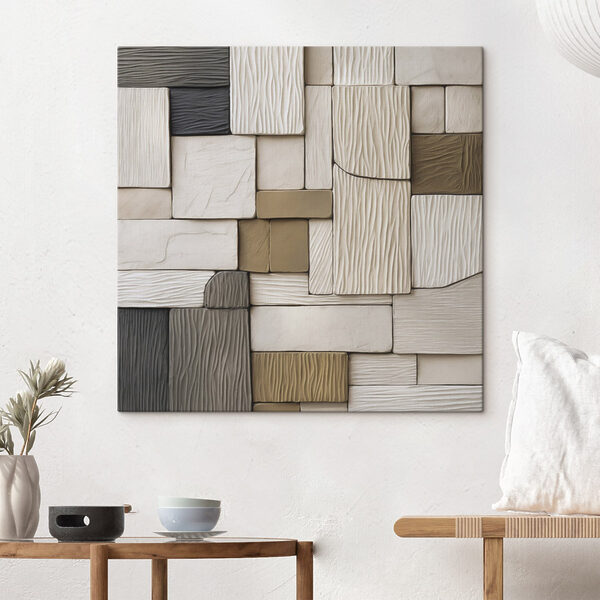 Wall of wood blocks