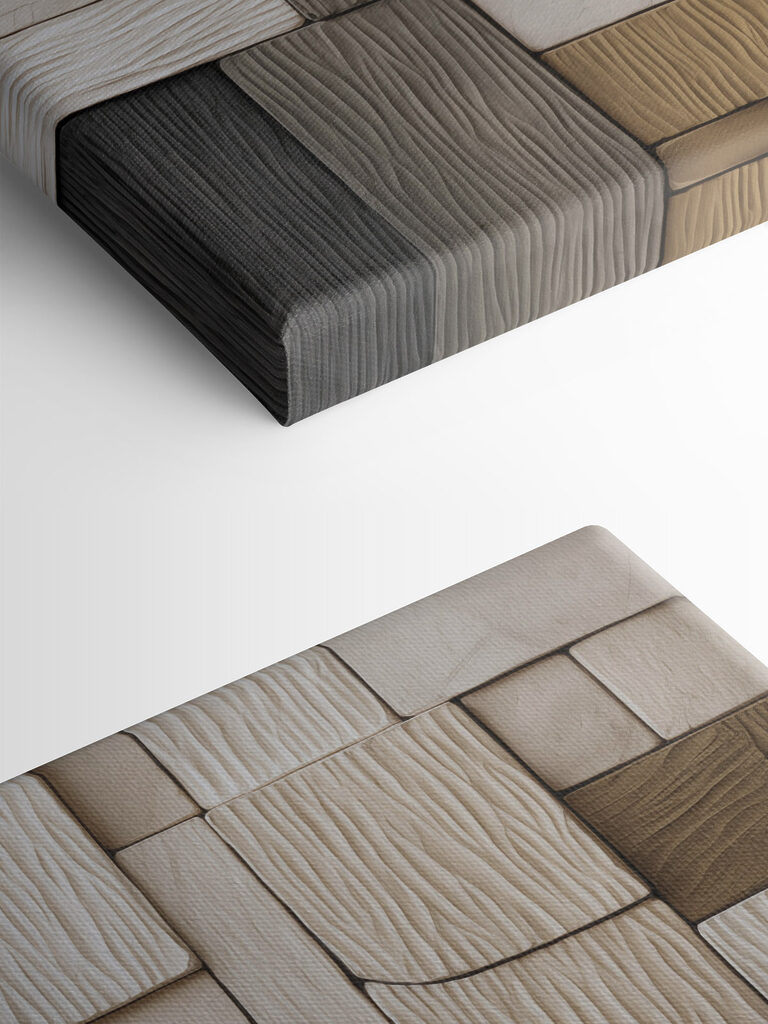 Wall of wood blocks