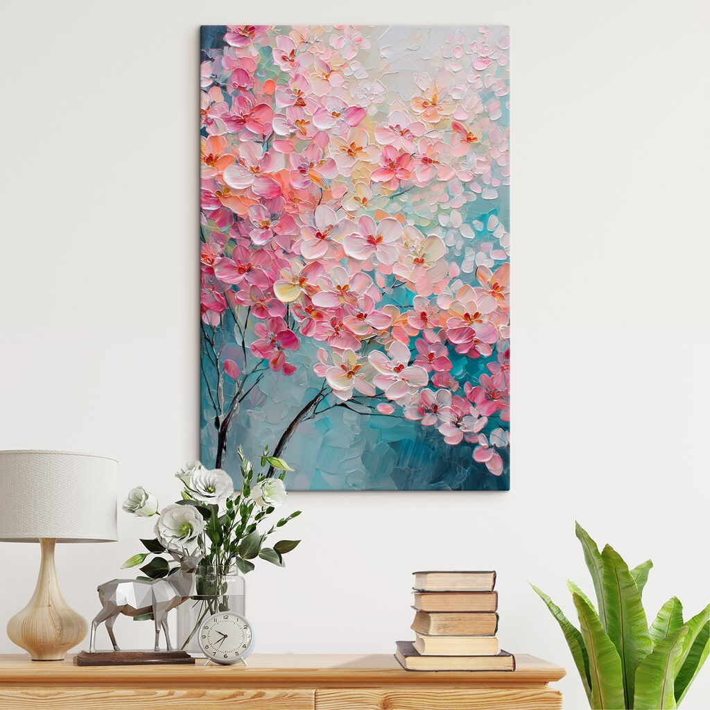 Painting of pink flowers