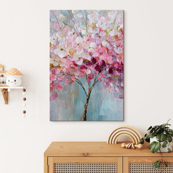 Quadri Quadri Dipinto raffigurante un albero con fiori rosa (COD: s47988)
