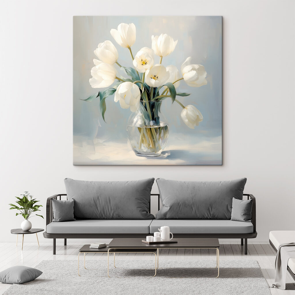 Vase of white flowers