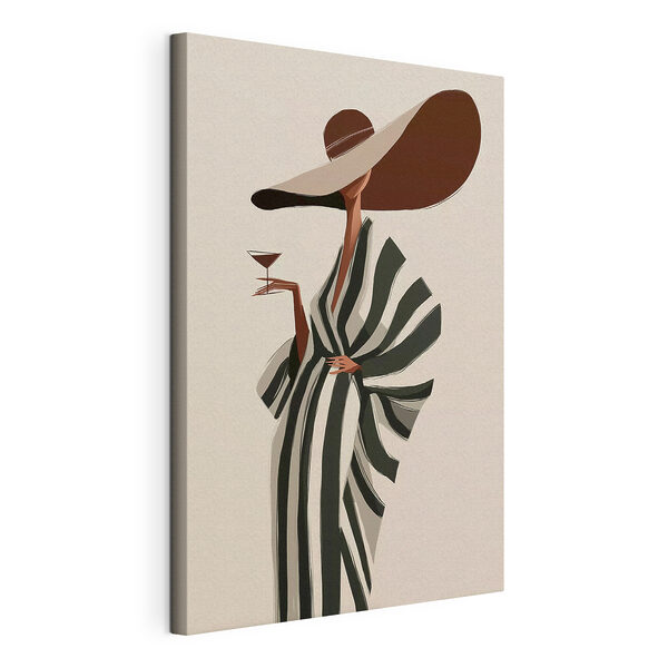 Quadri Donna con un cappello e un grande cappello che tiene in mano un bicchiere di vino (COD: s49633) Quadri Quadri Donna con un cappello e un grande cappello che tiene in mano un bicchiere di vino (COD: s49633)